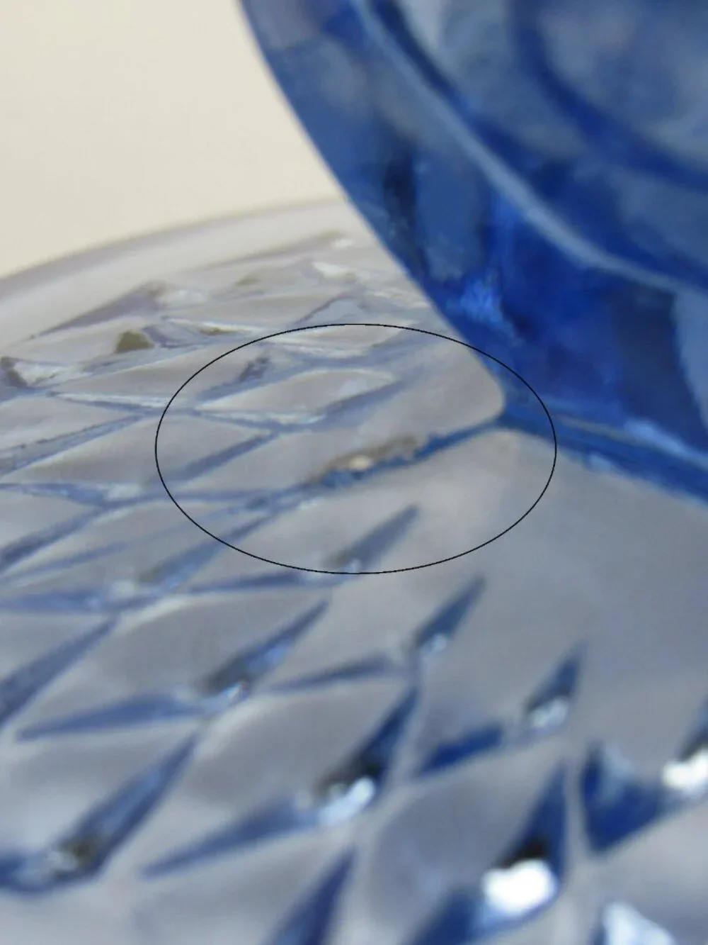 Vintage Indiana Glass Diamond Point Trumpet Vase MCM Regal Azure Blue 8
